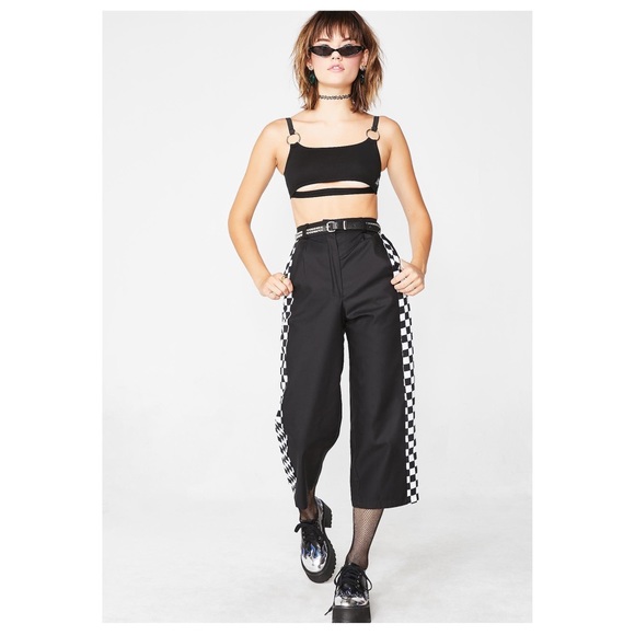 NWOT black check wide leg trousers from Dolls Kill - Picture 3 of 8